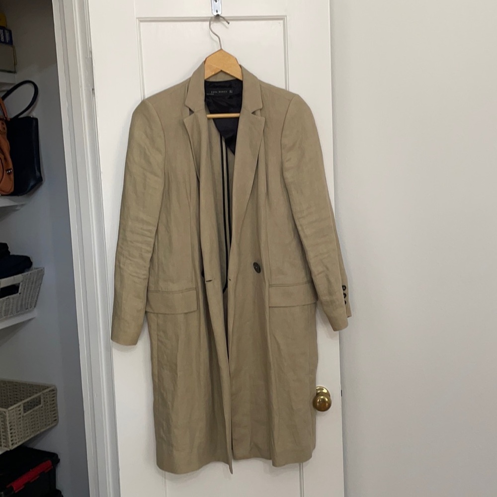 Zara linen unlined tan coat